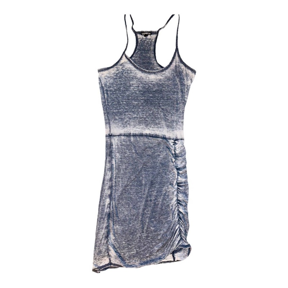 Express Blue Racerback Ruched Faded Tank Dress - Picture 8 of 8